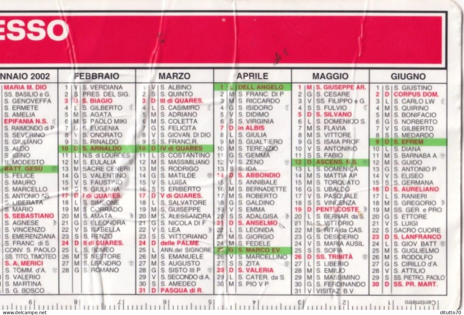 Calendarietto - ESSO - Area Servizio - R.l. - Sitorni Giovi - Arezzo - Anno 2002 - Tamaño Pequeño : 2001-...