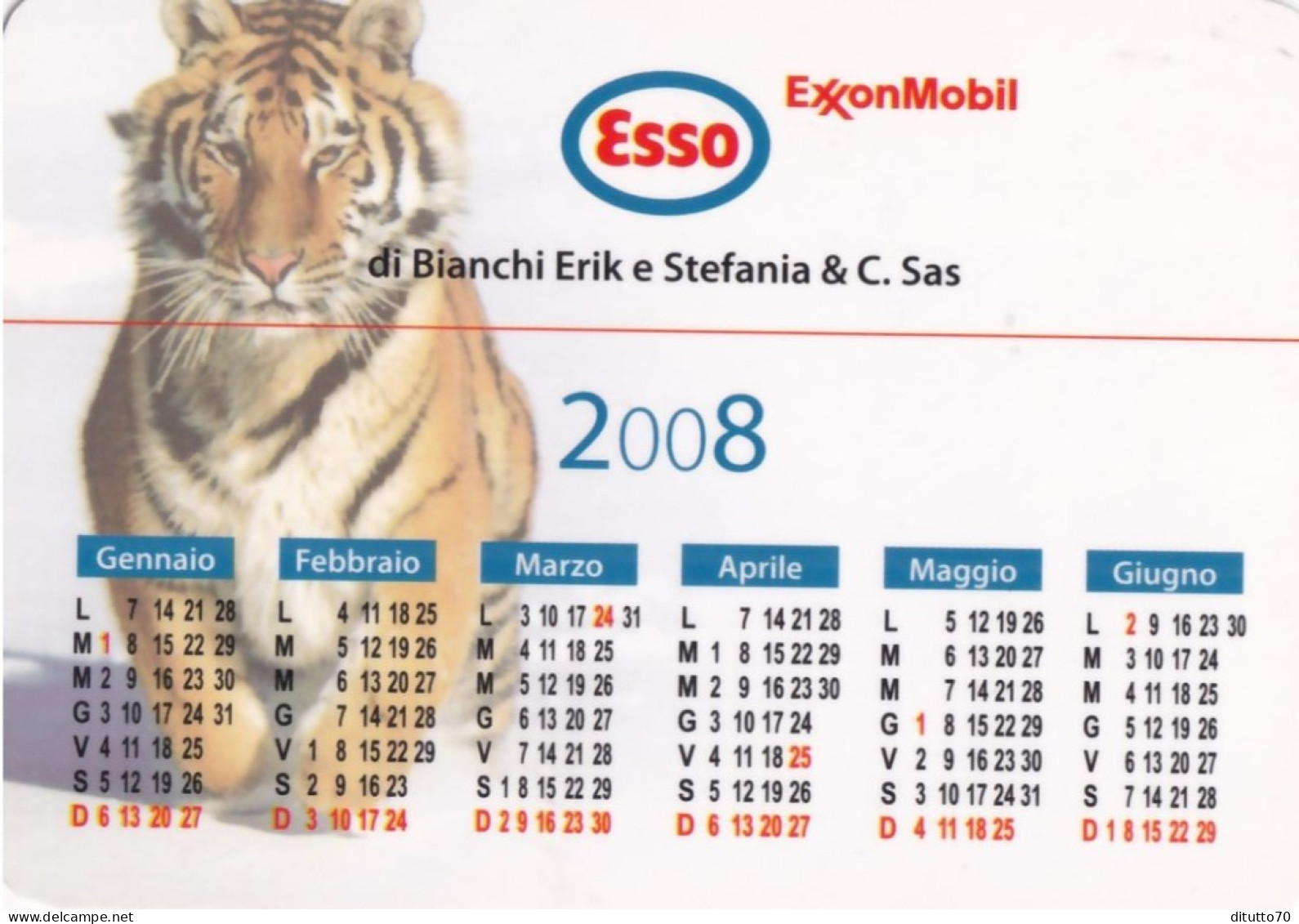 Calendarietto - ESSO - Exxonmobil - Vobarno - Brescia - Anno 2008 - Tamaño Pequeño : 2001-...