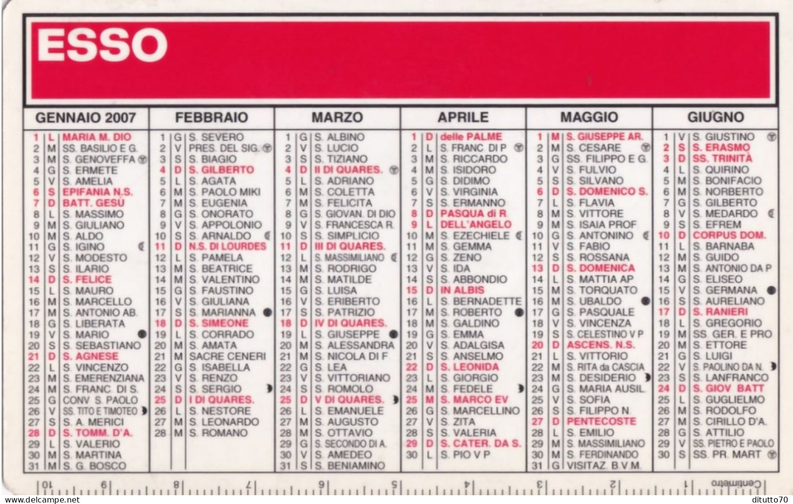 Calendarietto - ESSO - F.lli Visca - Loano - Savona - Anno 2007 - Tamaño Pequeño : 2001-...