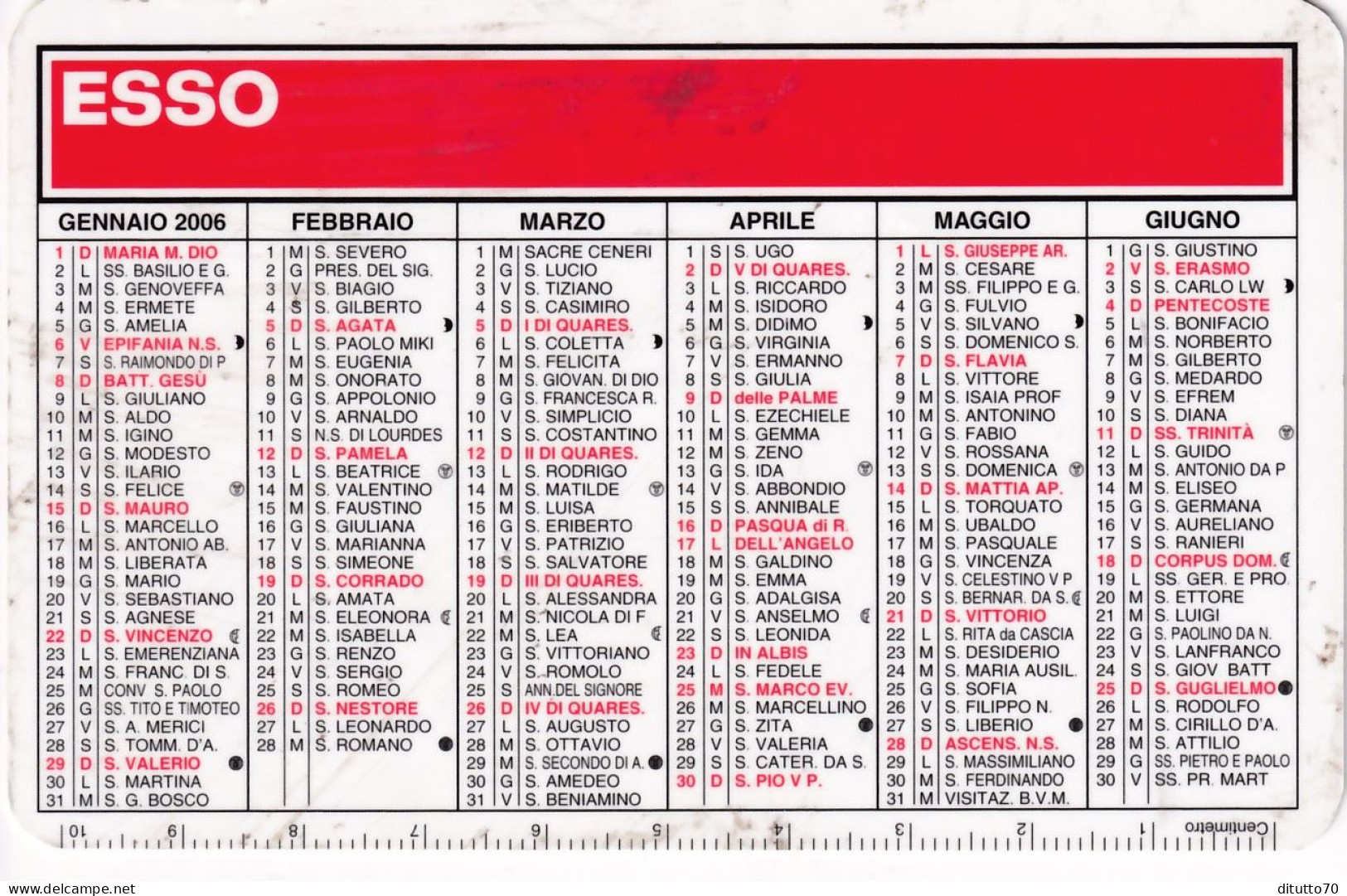 Calendarietto - ESSO - Gdf Srl - Foggia - Torino - 2006 - Tamaño Pequeño : 2001-...