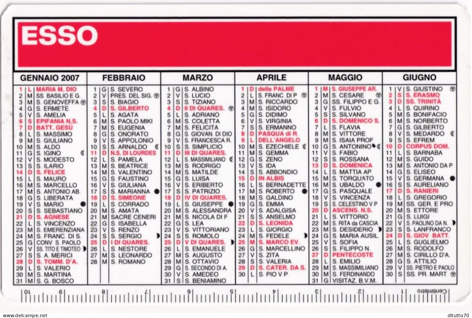 Calendarietto - ESSO - Italiana - Una Società Del Gruppo Exxonmobil - Anno 2007 - Tamaño Pequeño : 2001-...