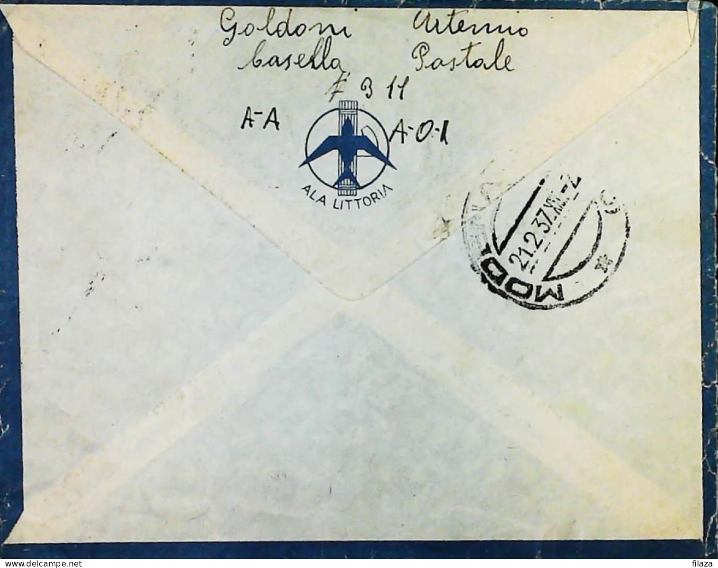 ITALIA - COLONIE -  ETIOPIA C.75 X 2 Lettera Da ADDIS ABEBA Del 1937- S6173 - Etiopia