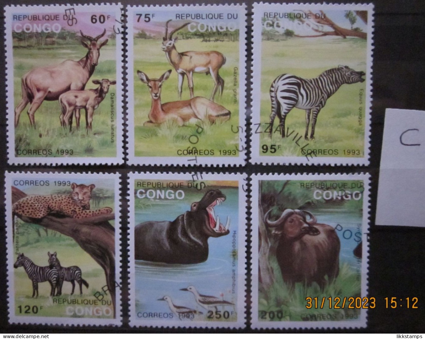 CONGO 1993 ~ S.G. 1349 - 1354, ~ ' LOT C ' ~ ANIMALS. ~  VFU #03084 - Oblitérés