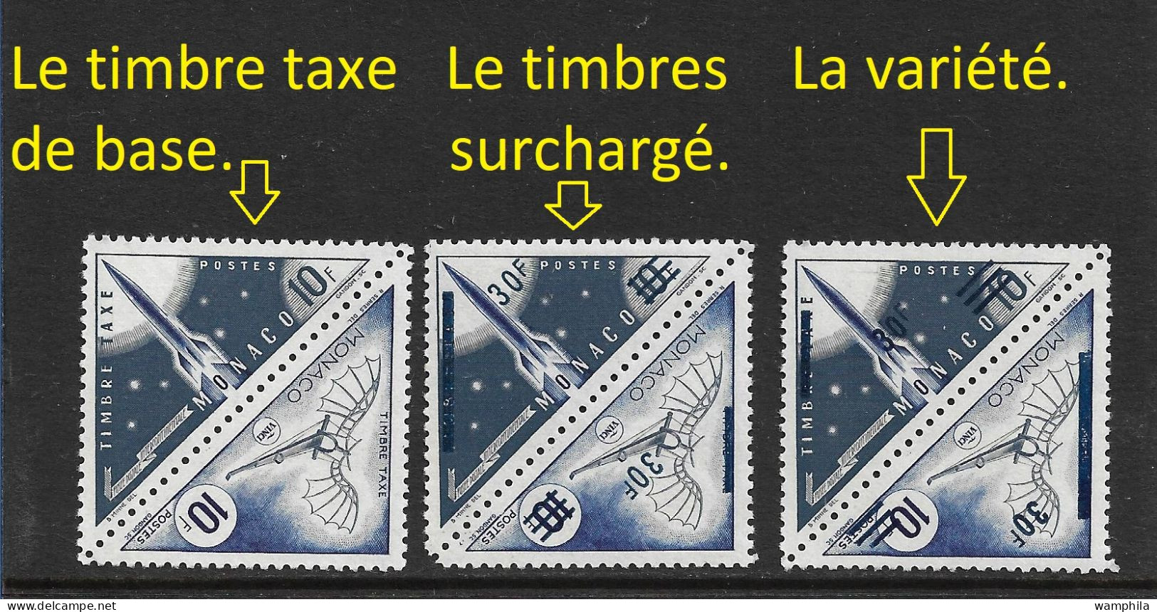 Monaco N°467/468d** Surcharge Renversée. Certificat Calves. RARE. - Varietà