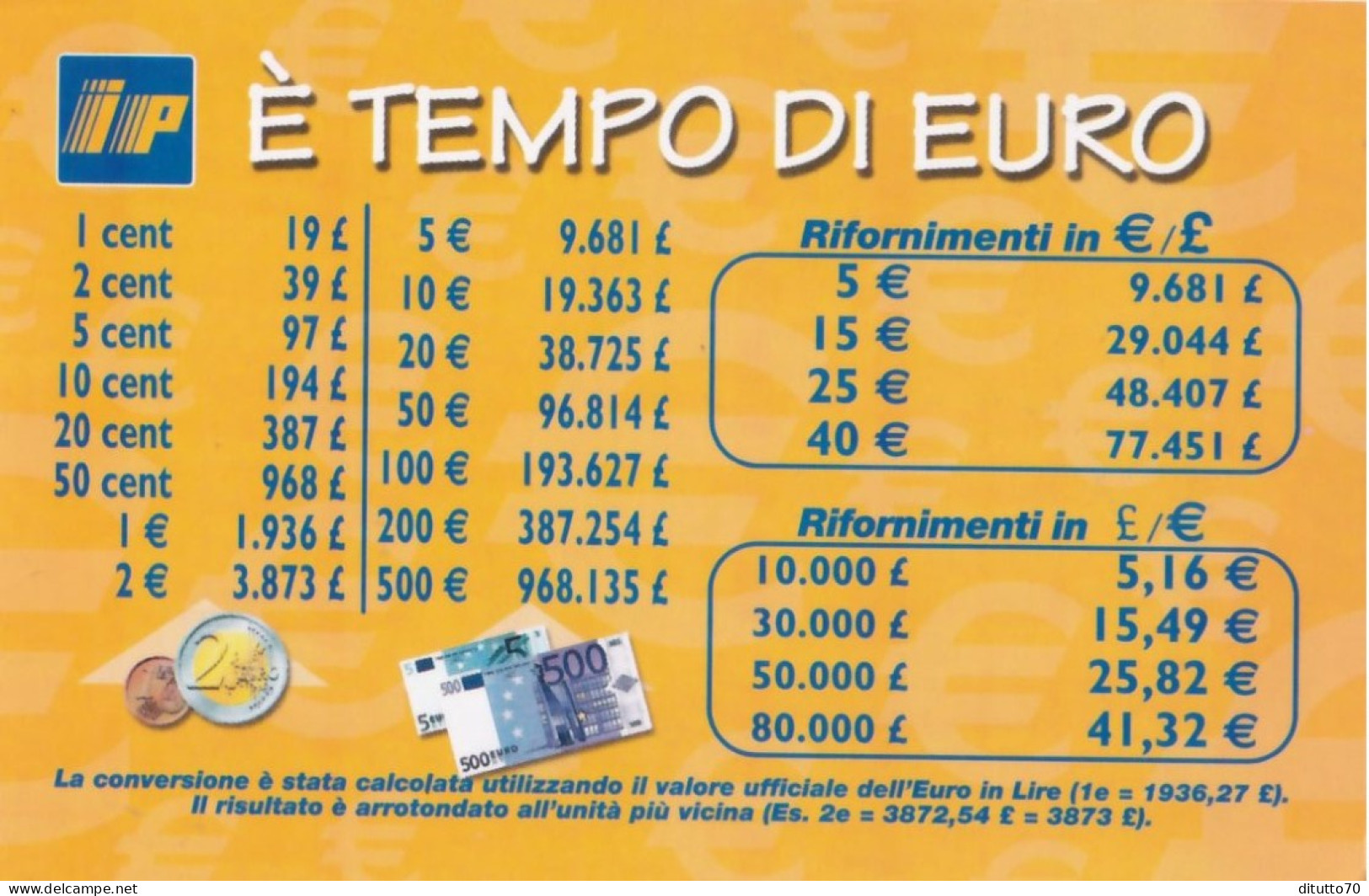 Calendarietto - IP - è Tempo Di Euro - Anno 2002 - Tamaño Pequeño : 2001-...