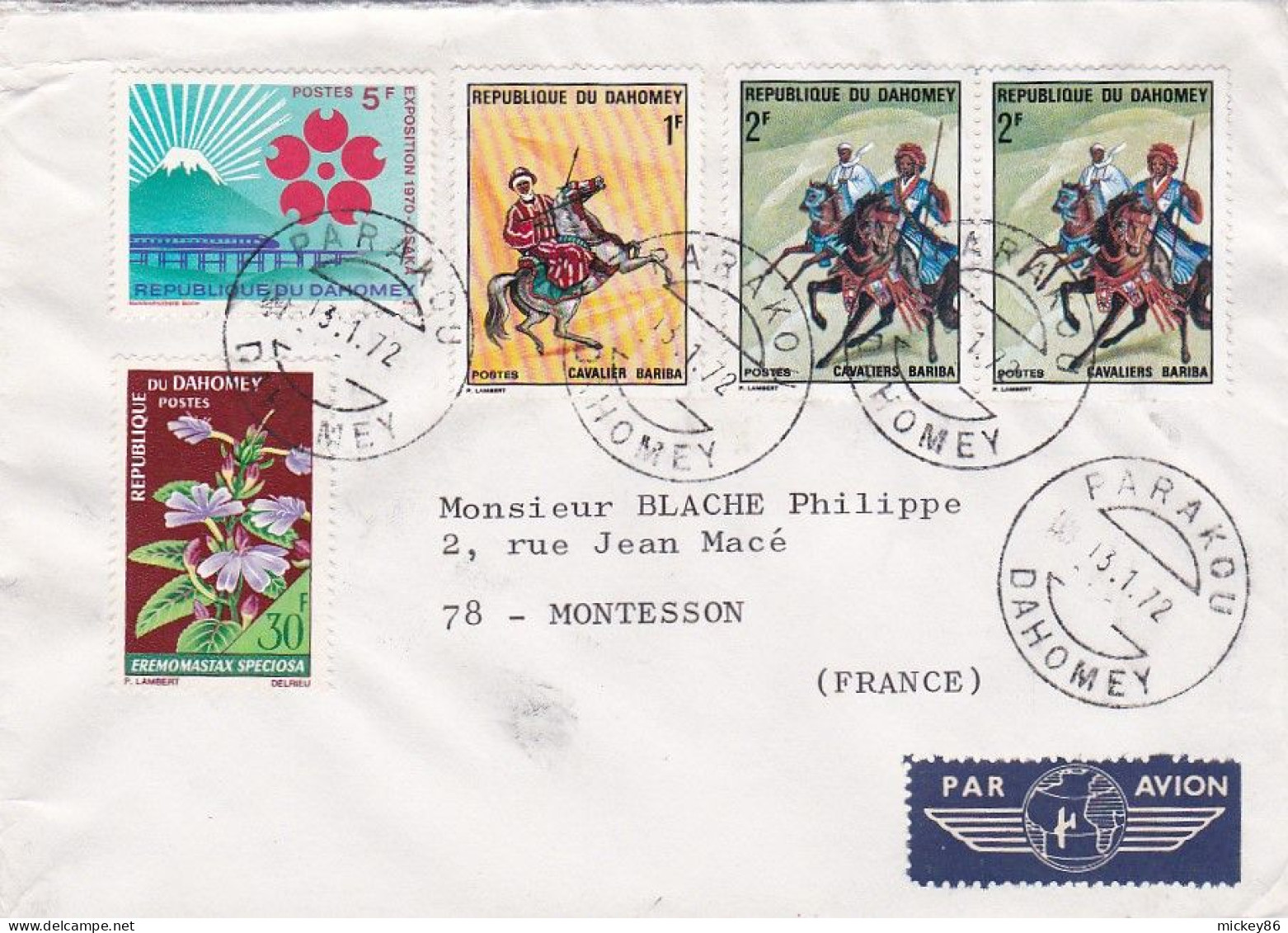 DAHOMEY--1972--Lettre De PARAKOU  Pour MONTESSON-78 (France)-- Timbres Divers Sur Lettre ...cachets - Benin - Dahomey (1960-...)