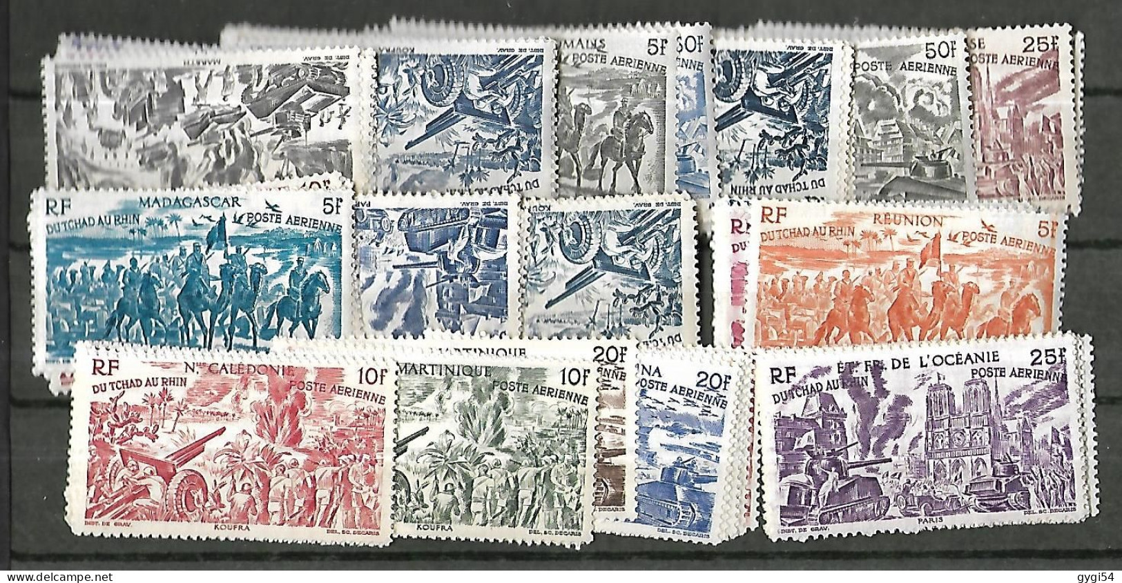Grande Série Coloniale Complète  Tchad Au Rhin Poste Aérienne 90 Valeurs N** MNH - Collections