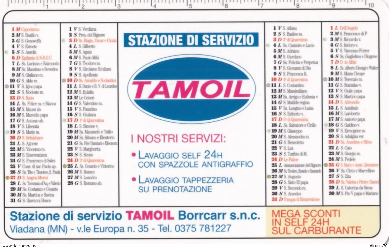Calendarietto - TAMOLIl - Stazione Di Servizio -borrcarr S.b.n. - Viadana - Mantova - Anno - Tamaño Pequeño : 2001-...