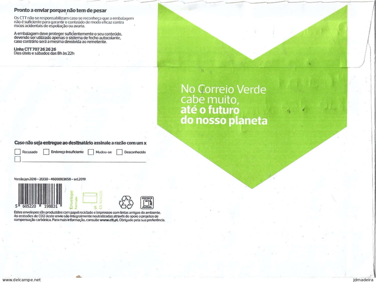 Portugal CORREIO VERDE Cover - Cartas & Documentos