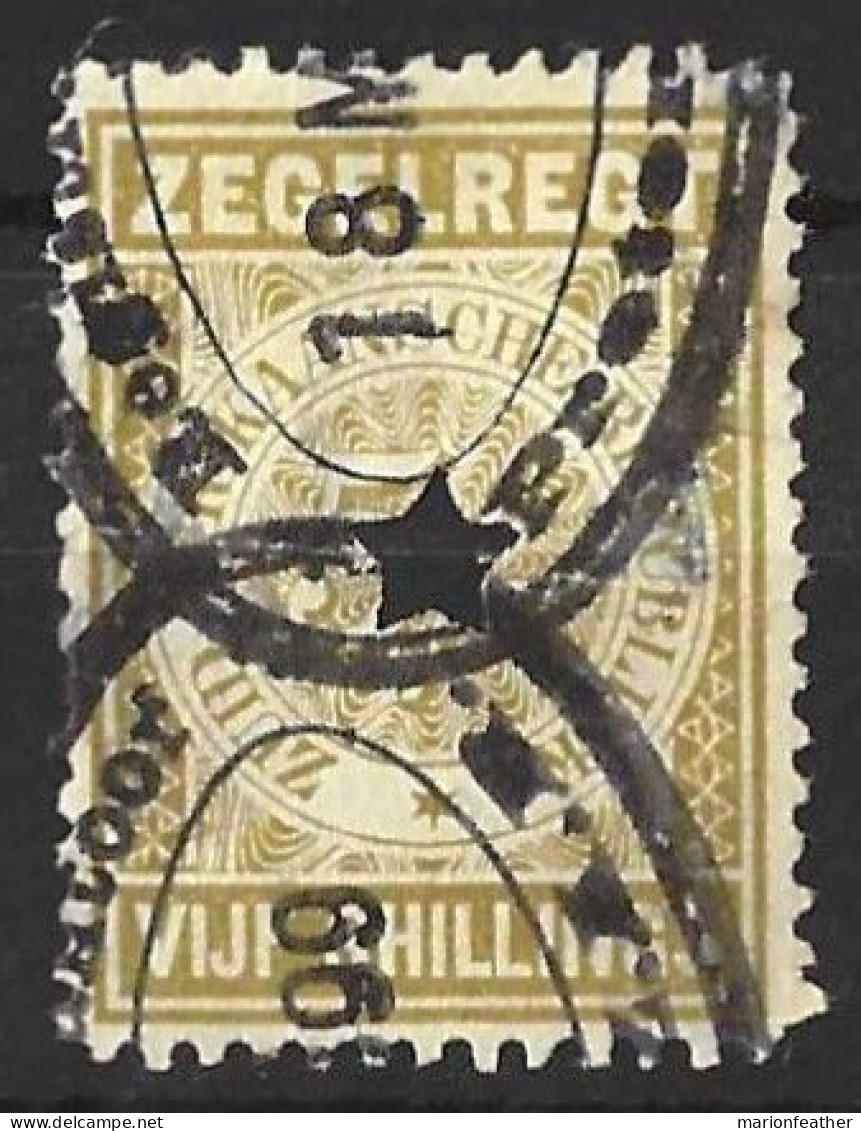 SOUTH AFRICA.." TRANSVAAL..."....QUEEN VICTORIA...(1837-01.)..." 1886.."....REVENUE....5/-....BF51...CREASE....USED.. - Transvaal (1870-1909)