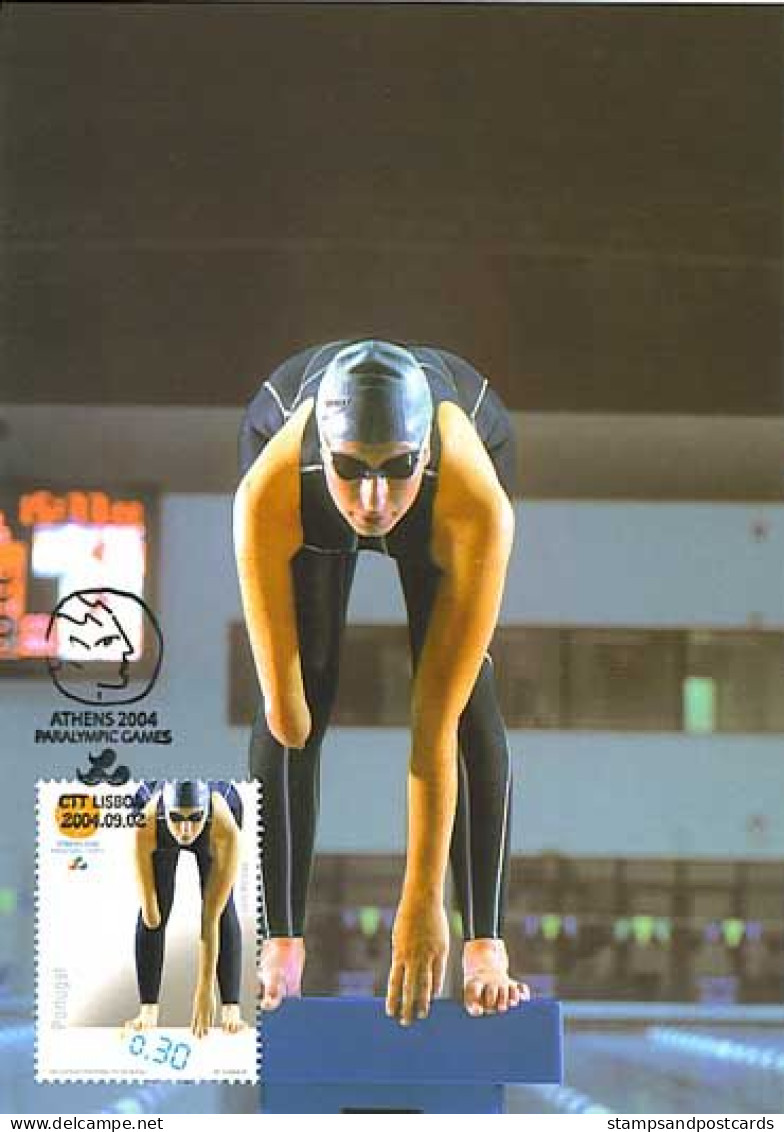 Portugal Paralympiques Athènes 2004 Natation Carte Maximum Paralympic Athens Swimming Maxicard - Zomer 2004: Athene - Paralympics