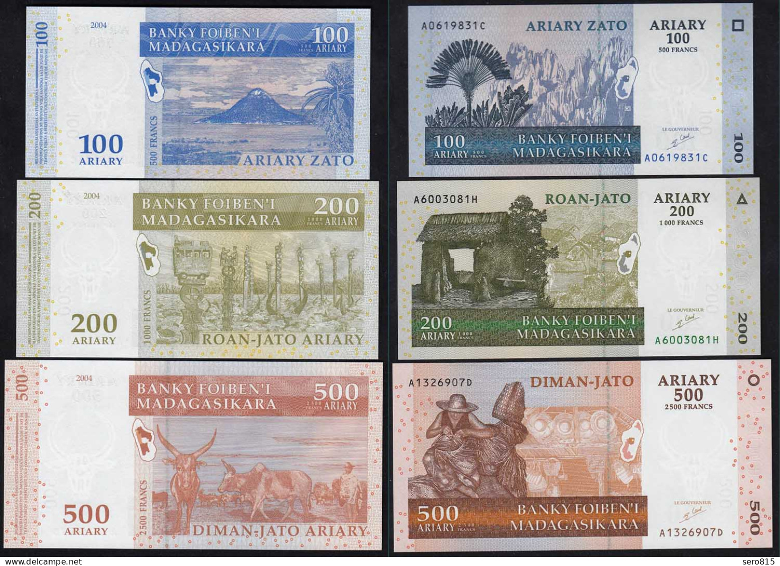 MADAGASKAR - 3 Stück Banknoten 2004 UNC (1)   (14332 - Other - Africa