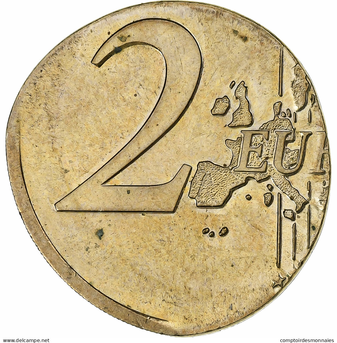 Autriche, 2 Euro, Error Struck On Core Only, 2002, Vienne, Du Cupronickel, SPL - Variétés Et Curiosités