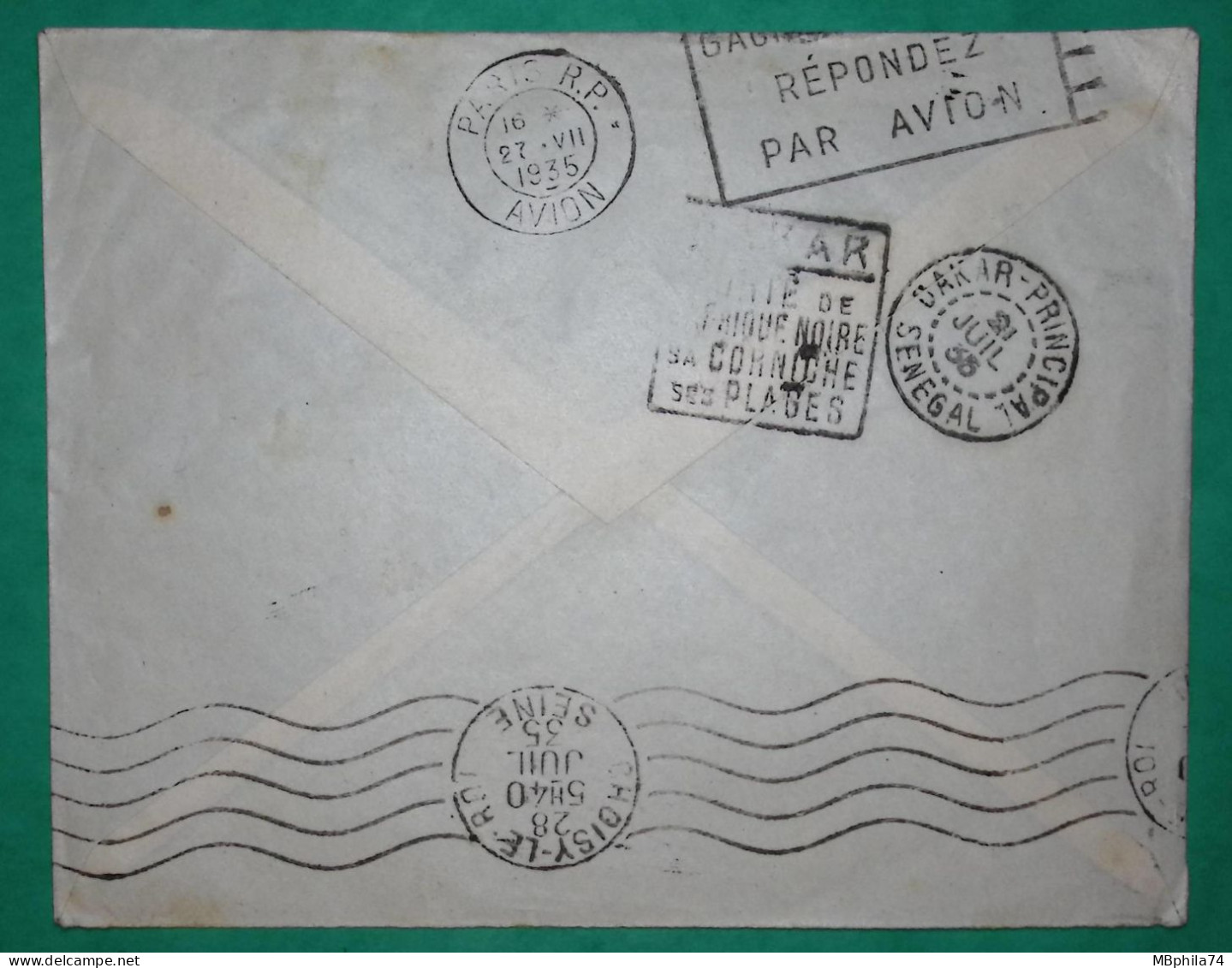 LETTRE PAR AVION BAMAKO SOUDAN FRANCAIS POUR CHOISY LE ROI 1935 COVER FRANCE - Lettres & Documents