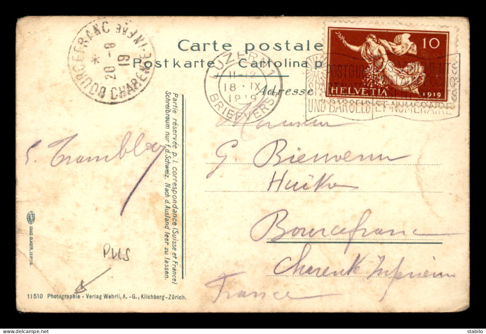 SUISSE - TIMBRE N°171 SEUL SUR LETTRE - VOYAGE LE 18.9.1919 CACHET DE LUZERN 1 - Marcophilie