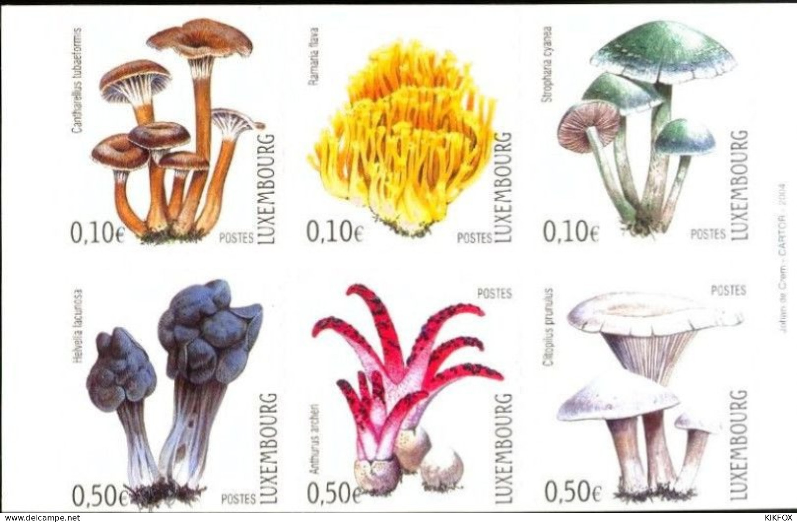 LUXEMBOURG, LUXEMBURG 2004, 1/2 MH, MI 1628 - 1633,Yv 1576-1581,  Mushrooms Pilze Champignons, POSTFRISCH, NEUF - Neufs