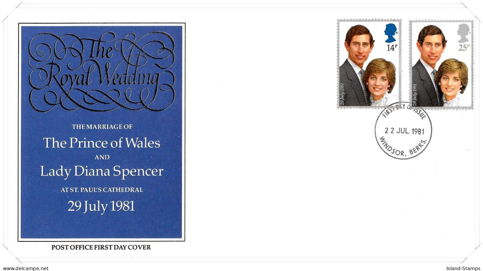 1981 Royal Wedding Unaddressed FDC Tt (2) - 1981-90 Ediciones Decimales