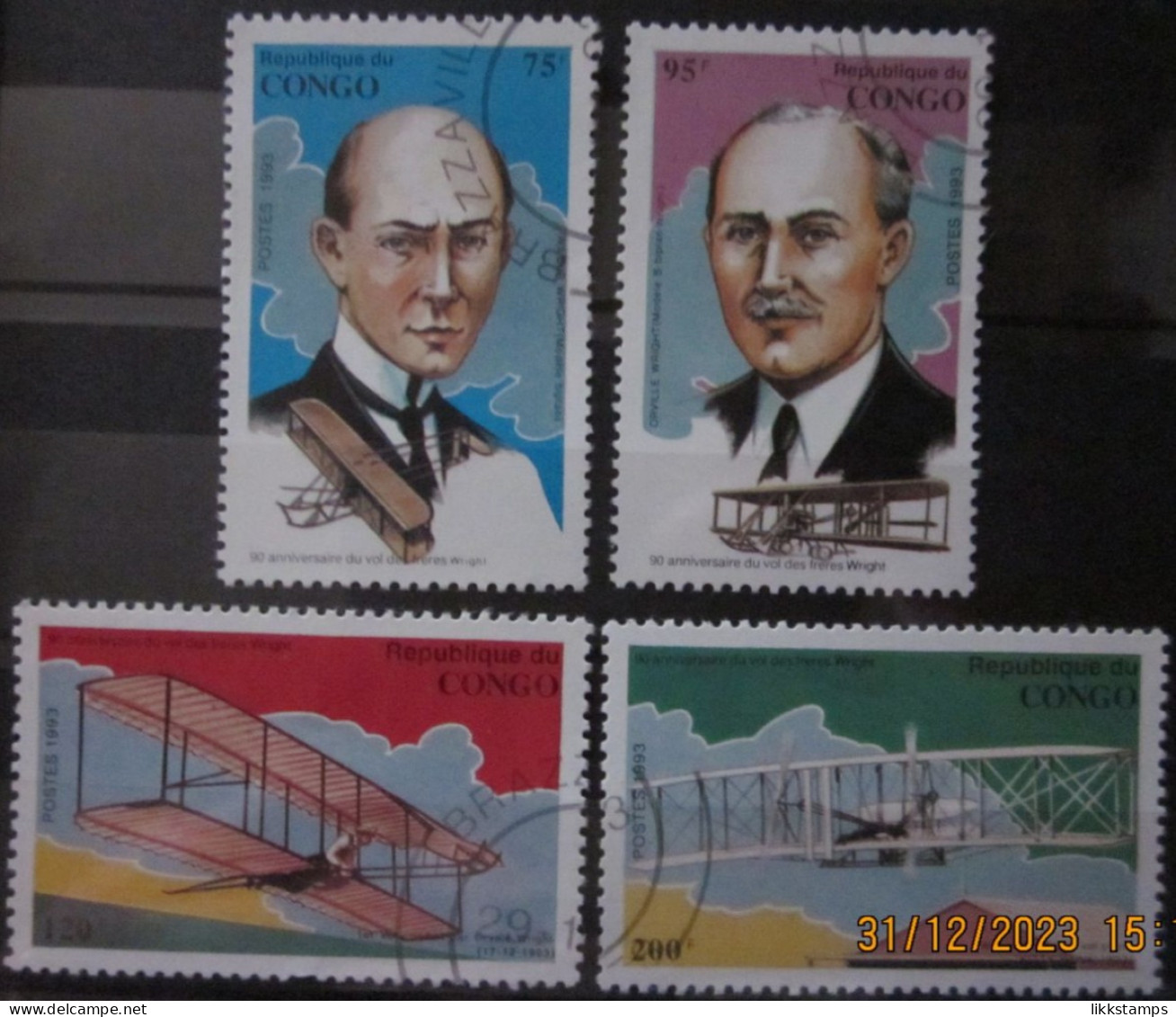 CONGO 17/12/1993 ~ THE 90th ANNIVERSARY OF THE FIRST POWERED FLIGHT. ~  VFU #03087 - Afgestempeld