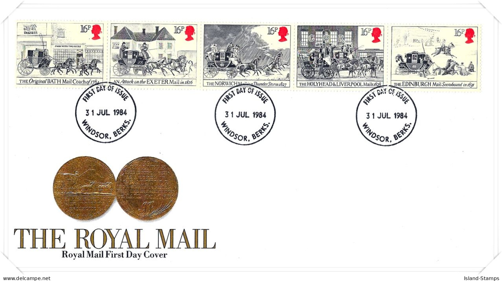 1984 Mail Coach Unaddressed FDC Tt - 1981-1990 Decimal Issues