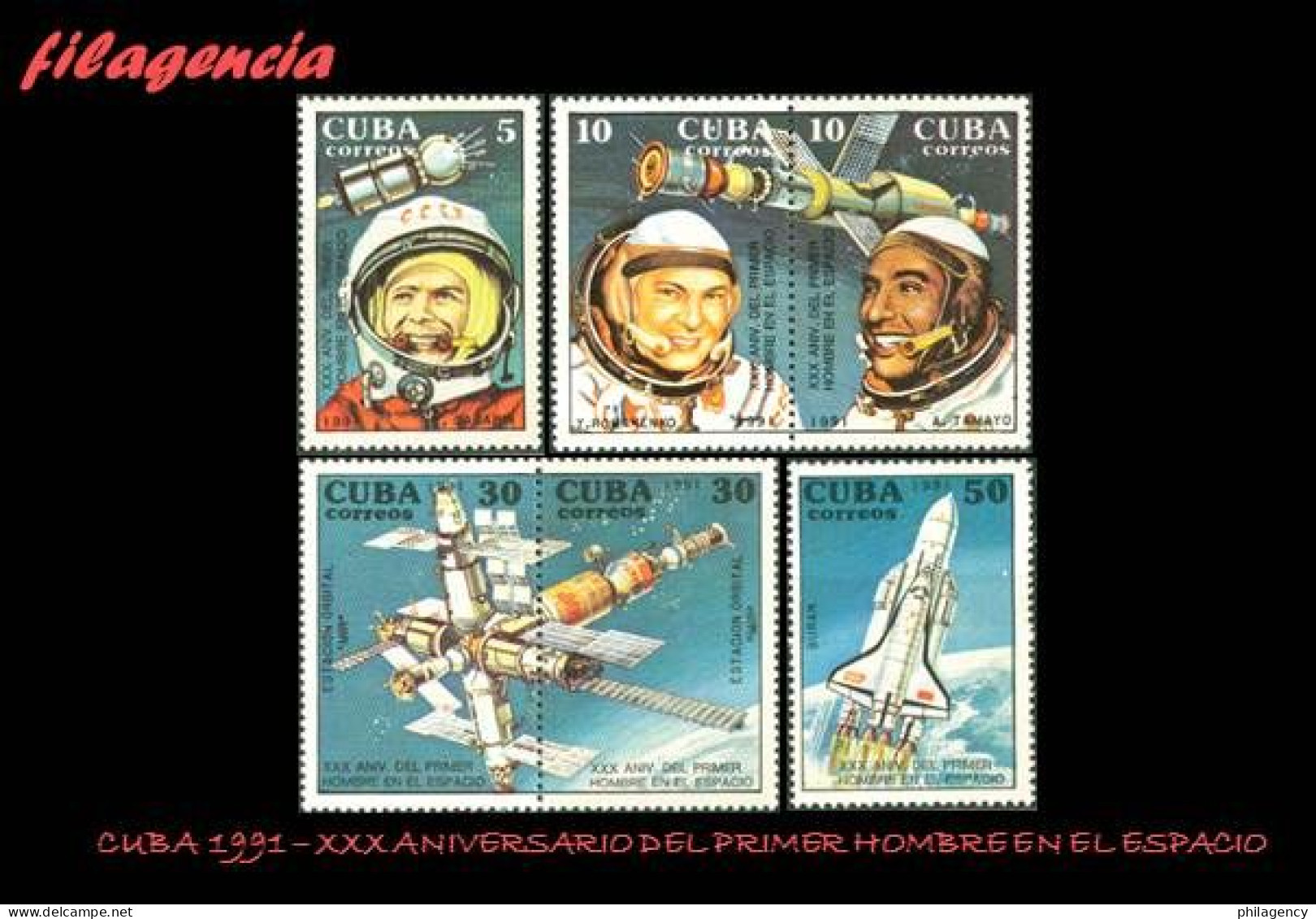 CUBA MINT. 1991-04 XXX ANIVERSARIO DEL PRIMER HOMBRE EN EL ESPACIO - Ongebruikt