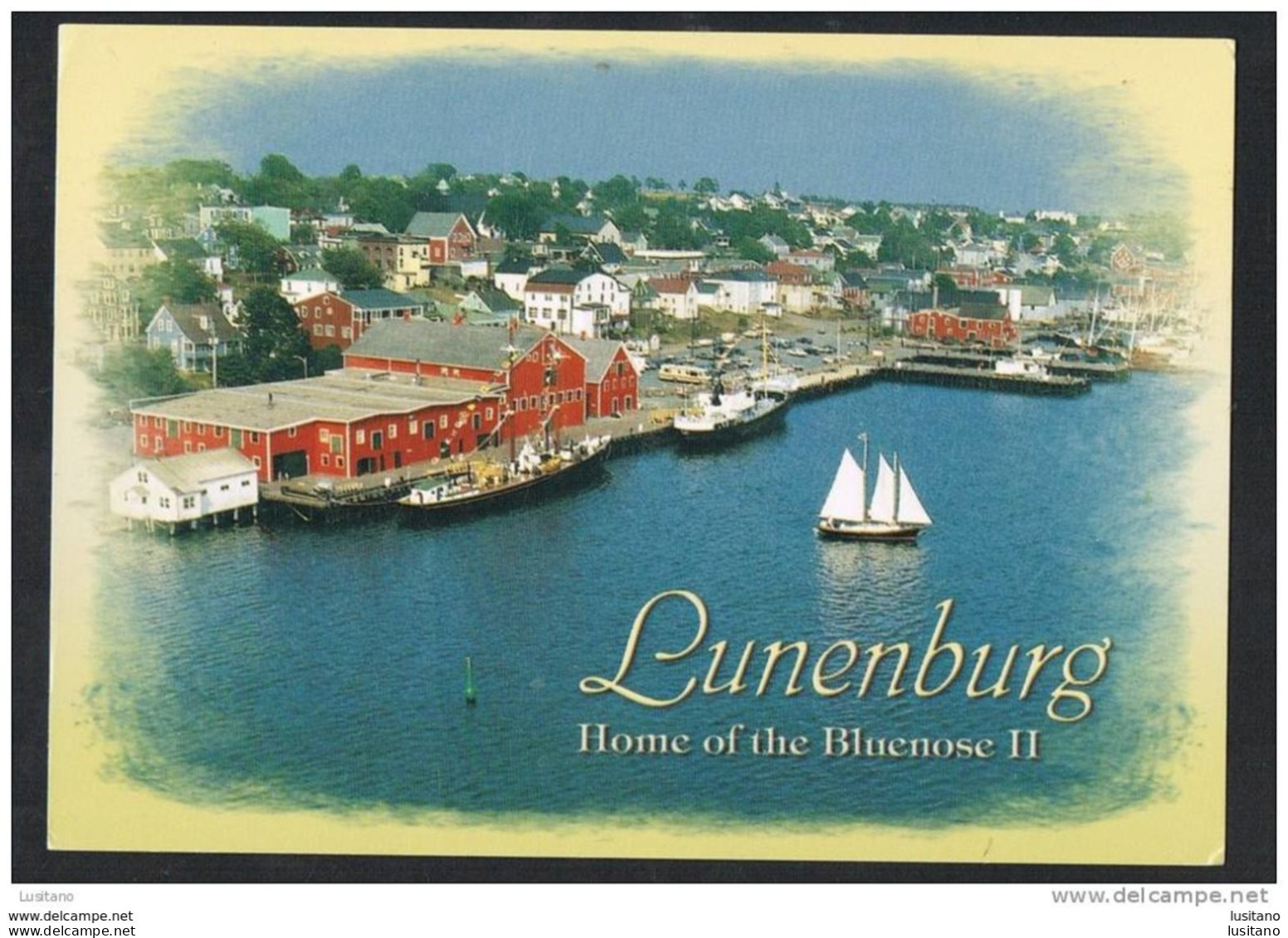 LUNENBURG - Home Of The Bluenose II - Voilier Sailing Boat - Harbor CANADA Stamp USA (2 Scans) - Autres & Non Classés