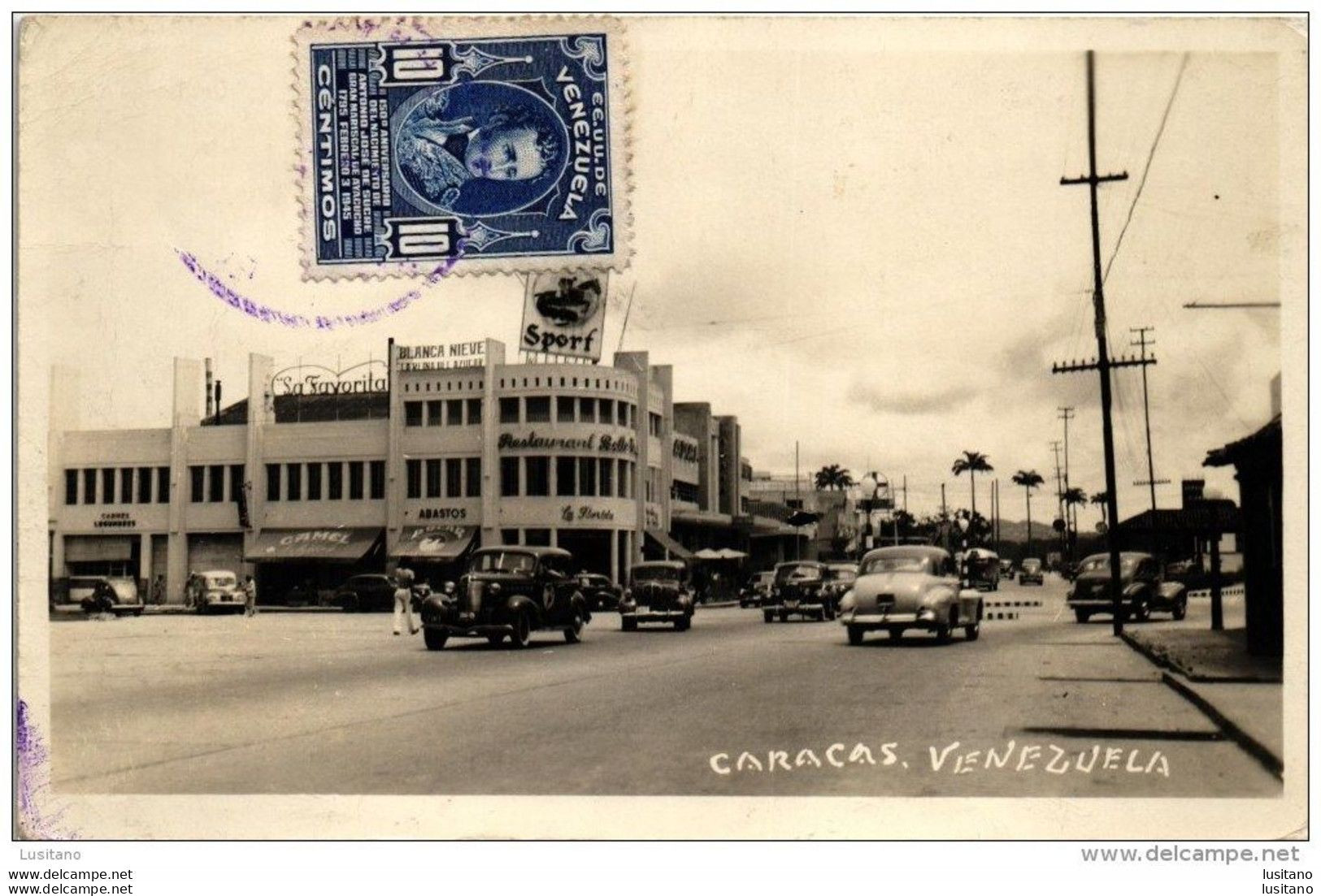 CARACAS VENEZUELA OLD CARS VOITURES ANCIENNES STAMP 1945 RPPC - Venezuela