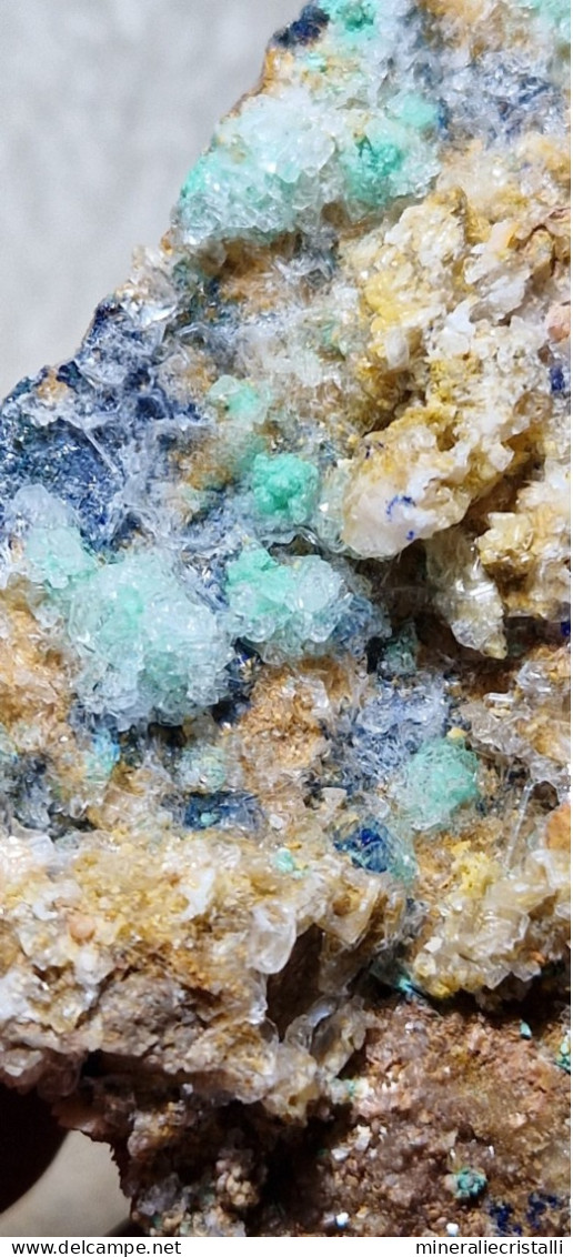Rosasite Rosasite Gesso Dolomite Azzurrite  Calcite Cristalli Su Matrice 210 Gr Marocco 9 Cm - Mineralien