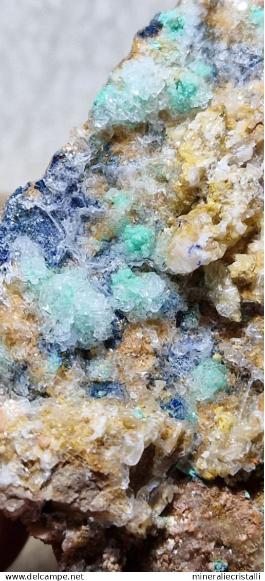 Rosasite Rosasite Gesso Dolomite Azzurrite  Calcite Cristalli Su Matrice 210 Gr Marocco 9 Cm - Mineralen