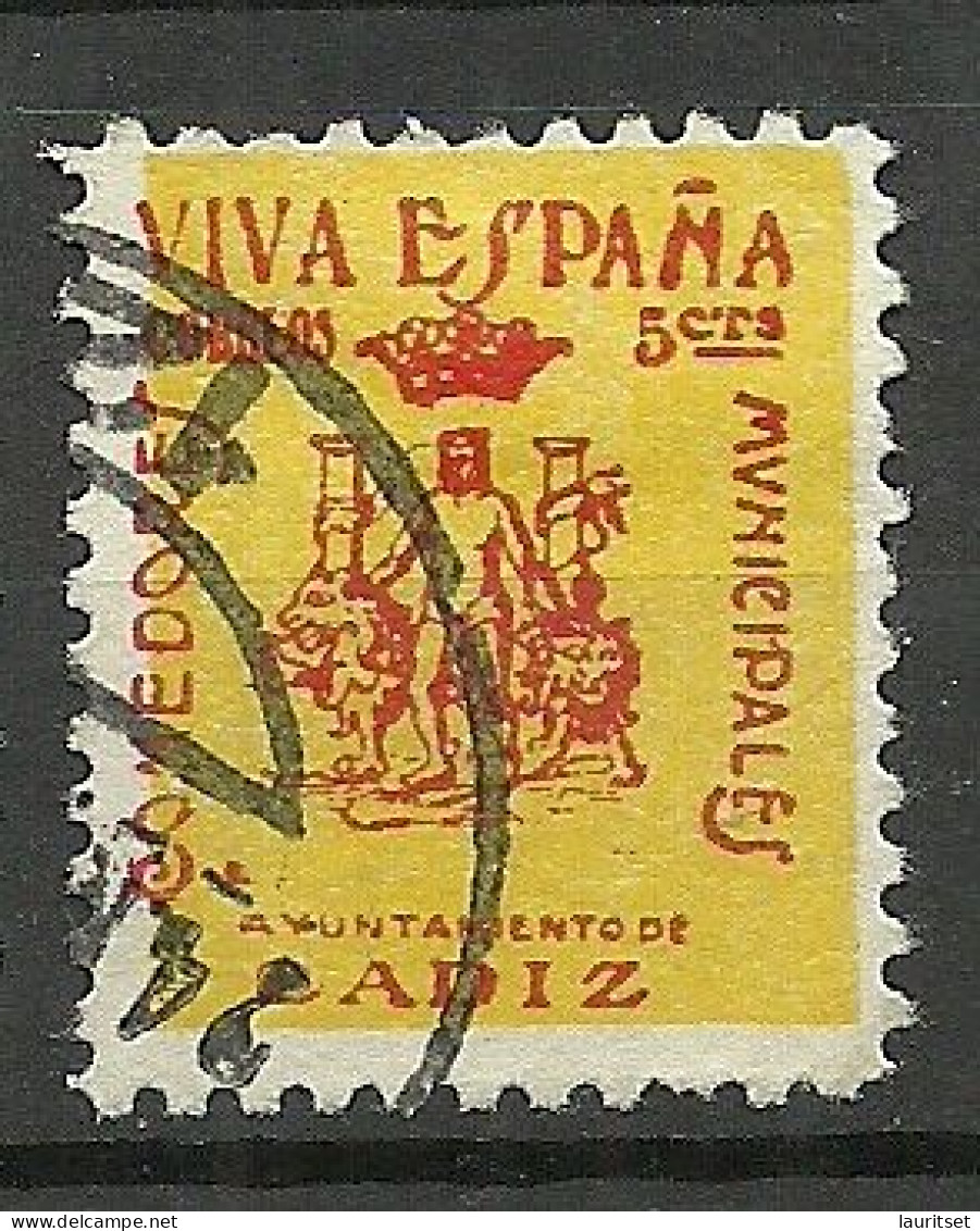 SPAIN Spanien Espana 1930ies Civil War Local Charity Vignette Ayuntamiento CADIZ Comedores Municipales O - Vignettes De La Guerre Civile