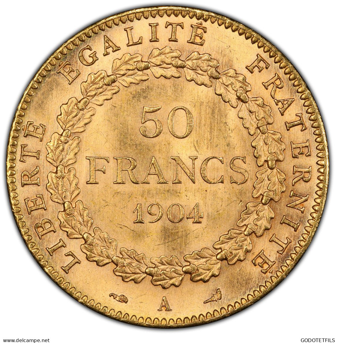 Monnaie Gradée PCGS MS64-III ème République-50 Francs Génie 1904 Paris - 50 Francs (or)