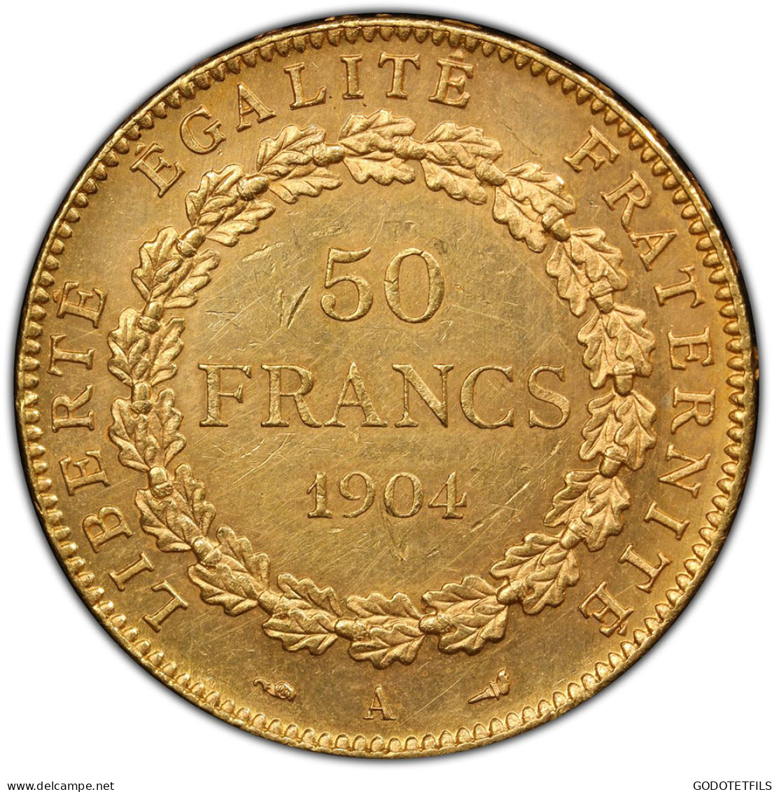 Monnaie Gradée PCGS MS62-III ème République-50 Francs Génie 1904 Paris - 50 Francs (gold)