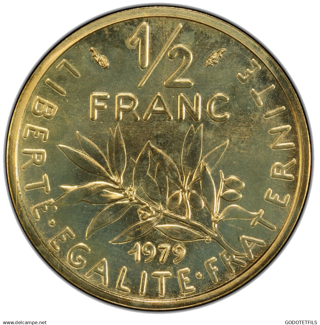 Monnaie Gradée PCGS SP68-1/2 Franc  Semeuse Or Piéfort 1979 Pessac - Essais, Piéforts, épreuves & Flans Brunis