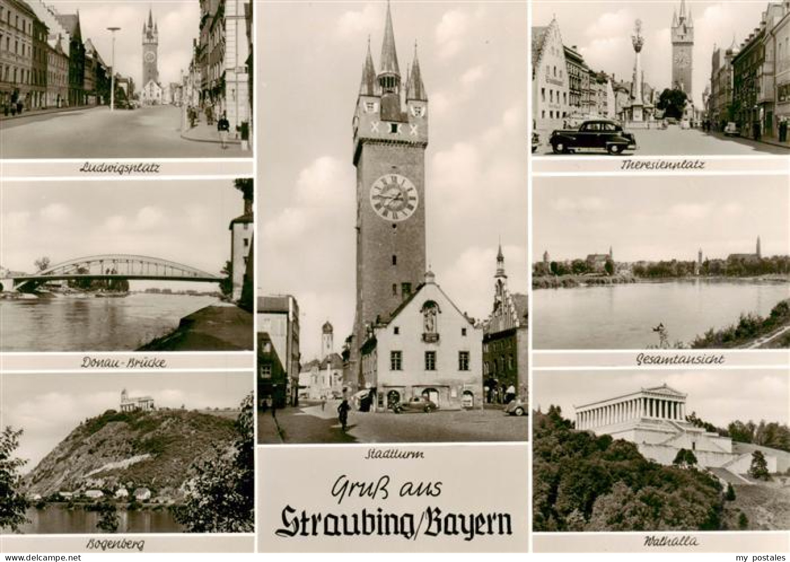 73961362 Straubing Ludwigsplatz Donau Bruecke Bogenberg Stadtturm Theresienplatz - Straubing