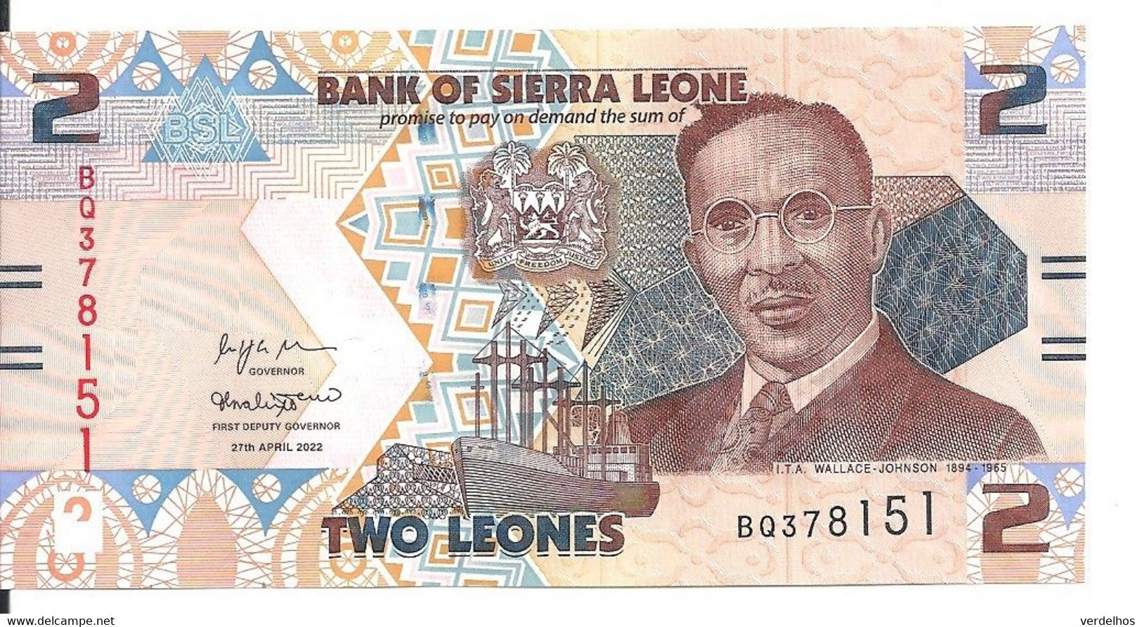 SIERRA LEONE 2 LEONES 2022 UNC P 35 - Sierra Leona