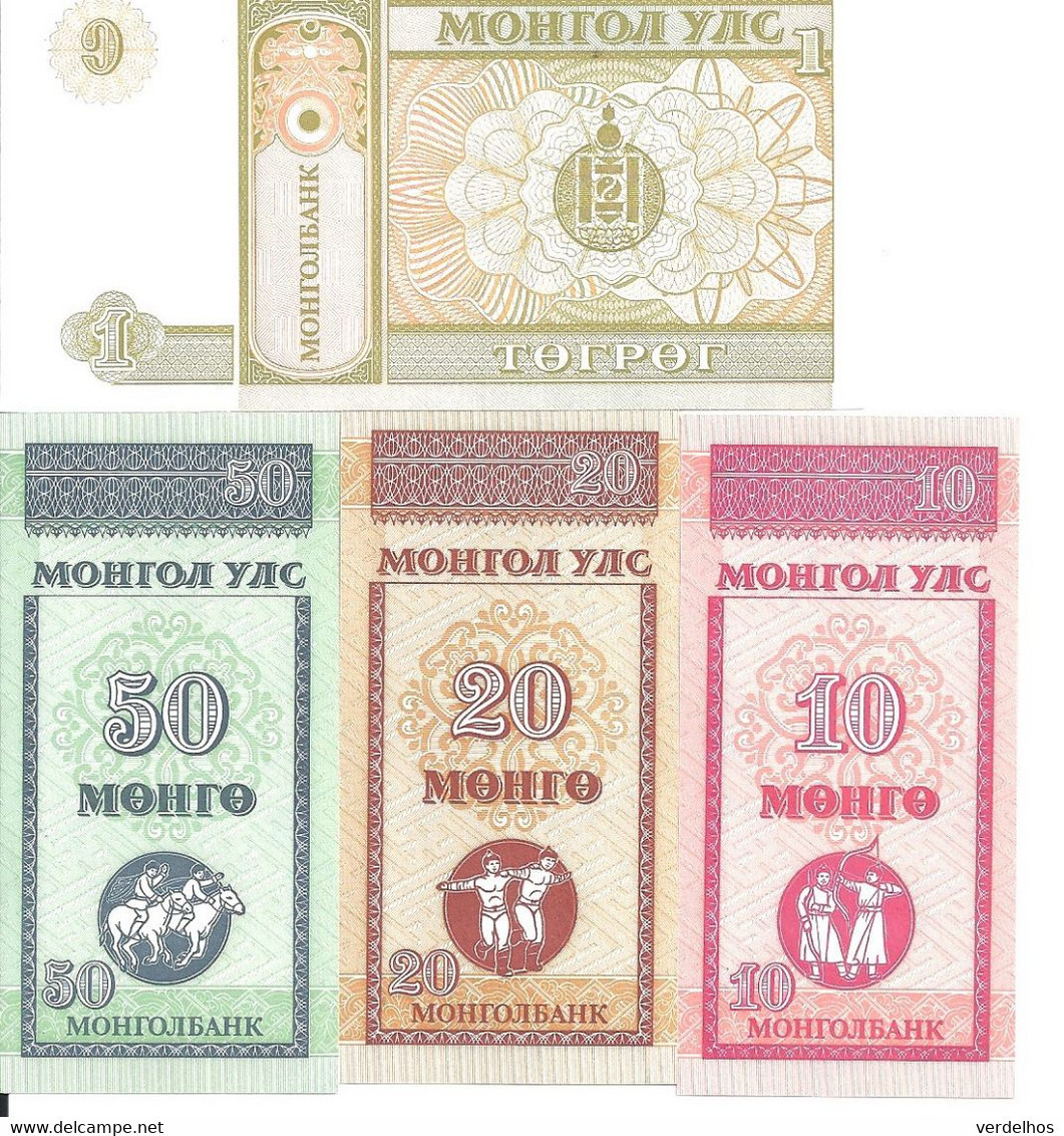 MONGOLIE 10-20-50 MONGO 1 TUGRIK UNC P 49-50-51-52 ( 4 Billets ) - Mongolië