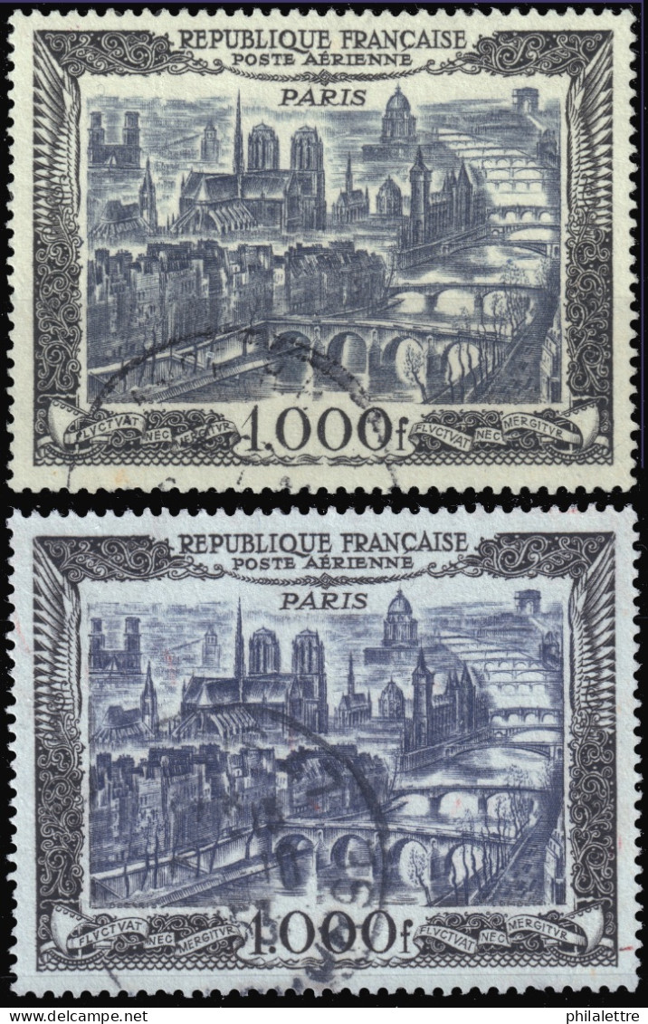 FRANCE - 1949 Yv.PA29 & PA29b (fonds Gris & Bleu) Vue Aérienne De Paris - Oblitérés TB - 1927-1959 Afgestempeld
