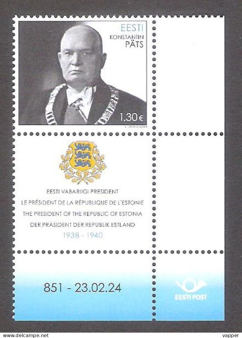 150th Konstantin Päts President Of Estonia 2024 Estonia MNH Corner Stamp  Mi 1097 - Estland