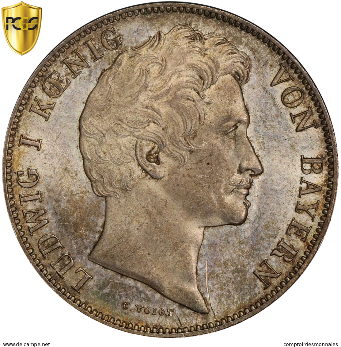 Royaume De Bavière, Ludwig I, Gulden, 1844, Munich, Argent, PCGS - Groschen & Andere Kleinmünzen