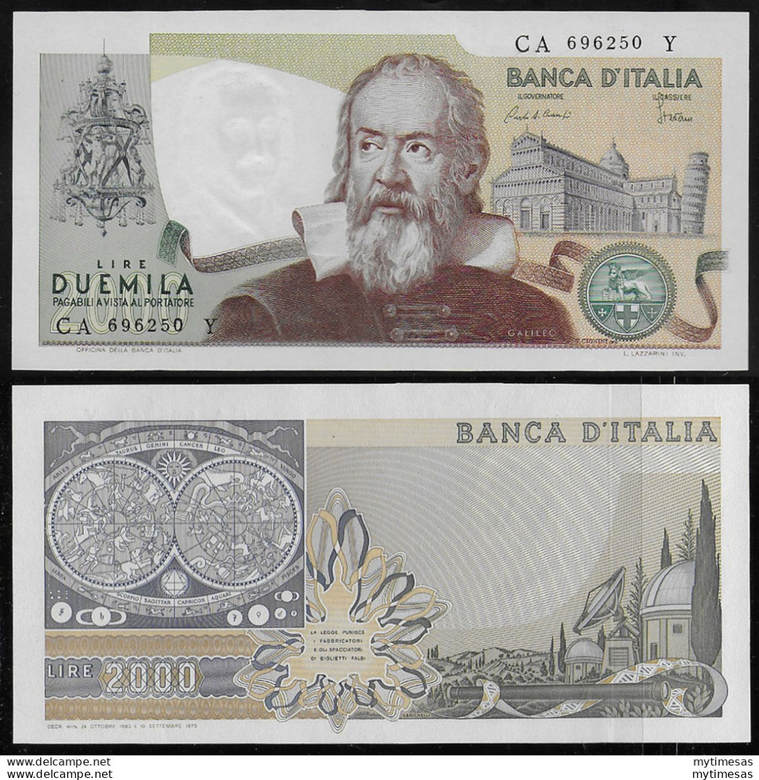 1983 Italia Lire 2.000 Galilei FDS Rif. BI 59C Gigante - Autres & Non Classés