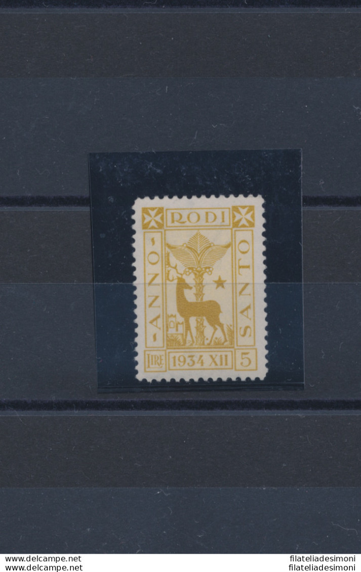 1935 EGEO, N° 98 , Anno Santo ,5 Lire Giallo Oliva, MNH** - Egée