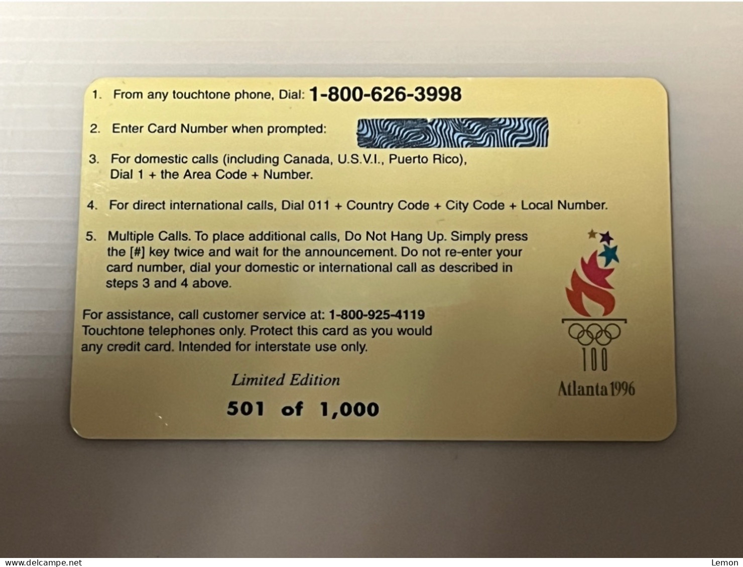 Mint USA UNITED STATES America Prepaid Telecard Phonecard, Welcome To Atlanta 1996 Olympic, Set Of 1 Mint Card - Sprint