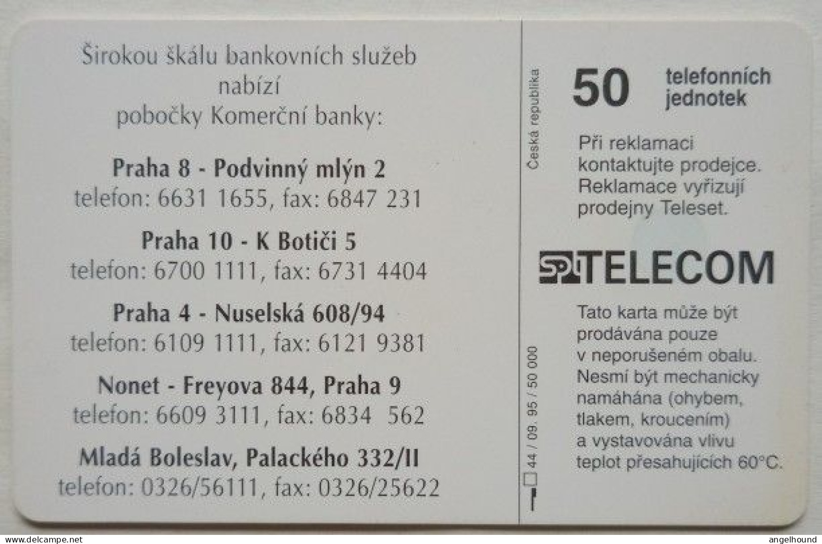 Czech Republic SPT Telecom 50 Units - Promotion Commercial Bank - Tchéquie