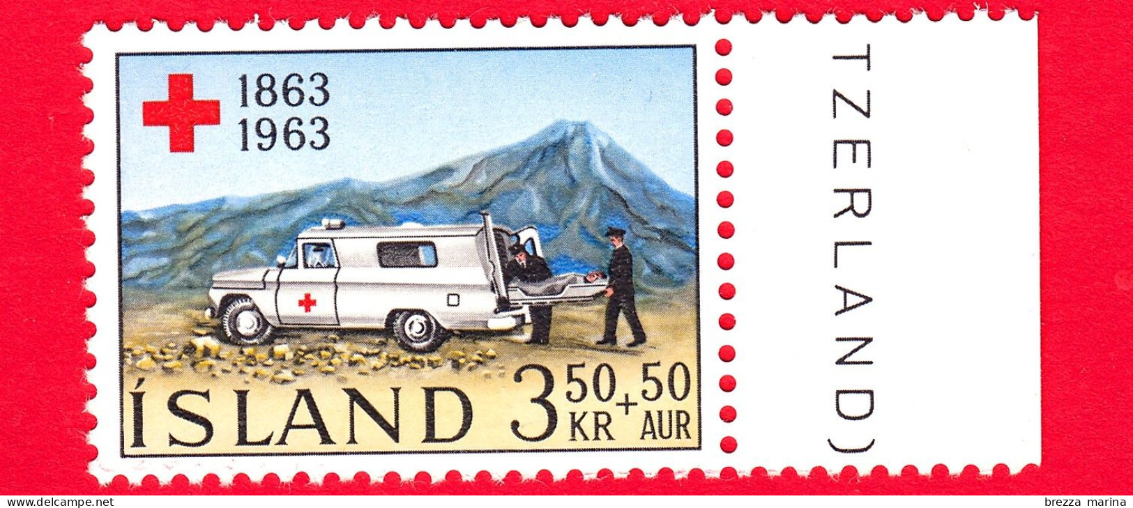 Nuovo - MNH - ISLANDA - 1963 - Croce Rossa - Ambulanza - Red Cross - 3+0.50 Kr - Neufs