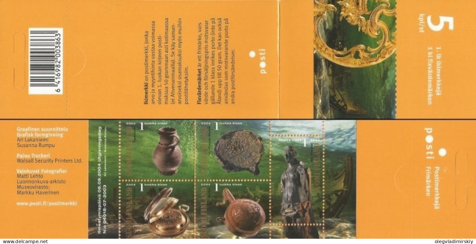 Finland Finlande Finnland 2004 Treasures From The Bottom Of Finnish Gulf Sea Archeology Ships Block In Booklet MNH - Cuadernillos