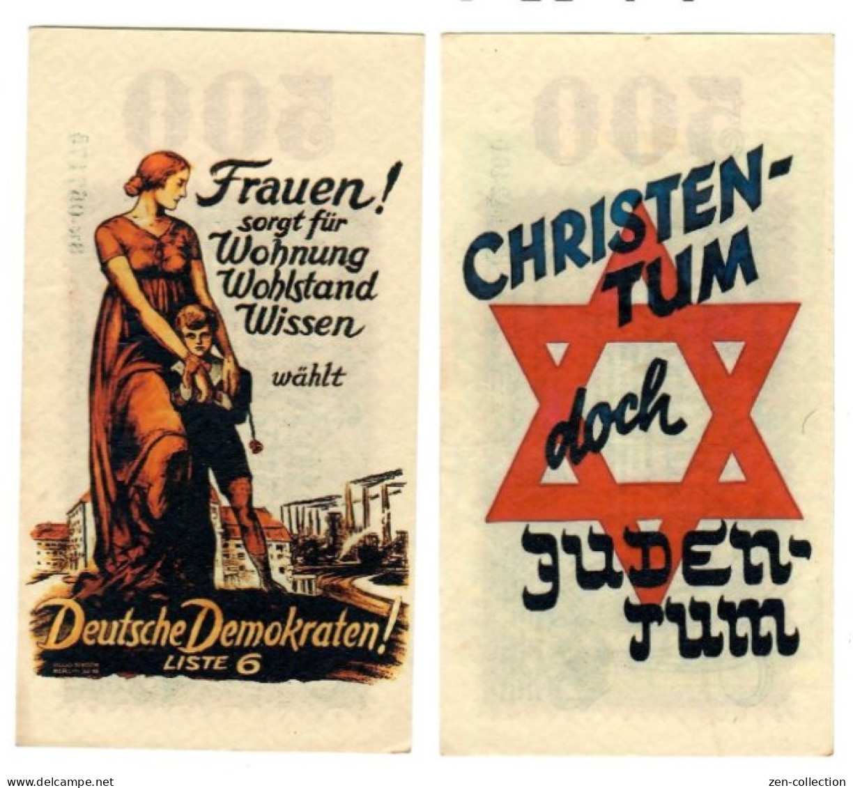 Color 500 Million WW2 Germany Nazi Propaganda FORGERY Overprint On Genuine 1923 Banknote AUNC - Otros & Sin Clasificación