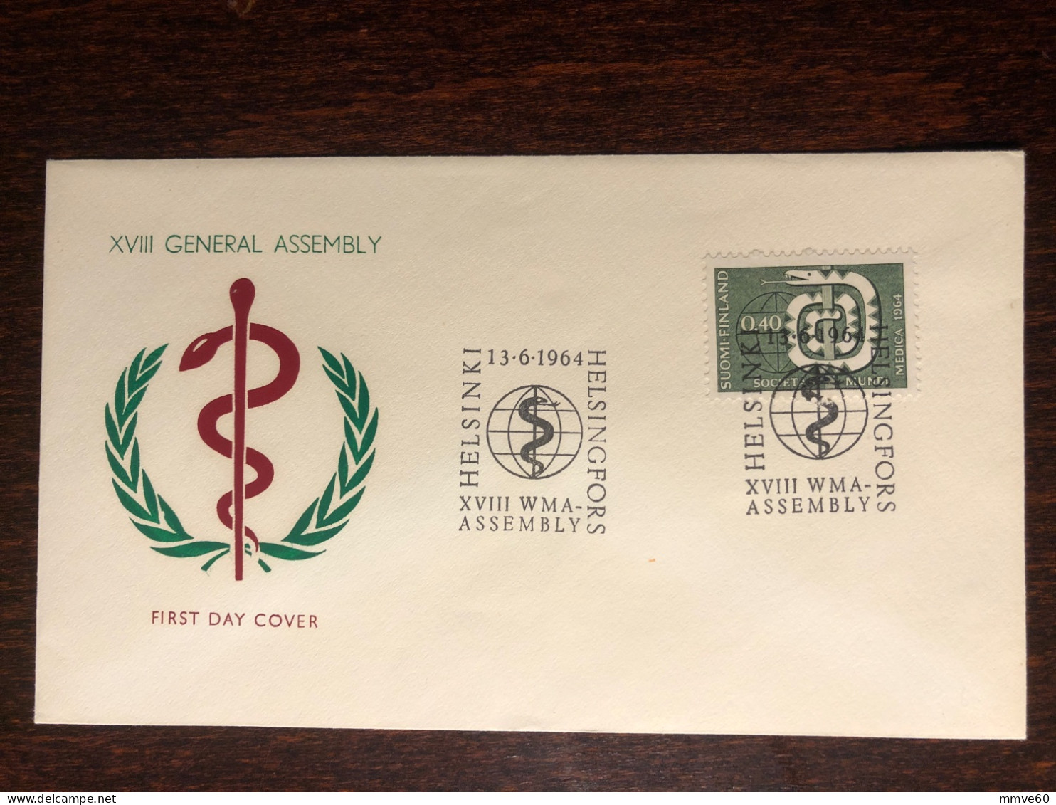 FINLAND FDC COVER 1964 YEAR WHO OMS  HEALTH MEDICINE - Covers & Documents