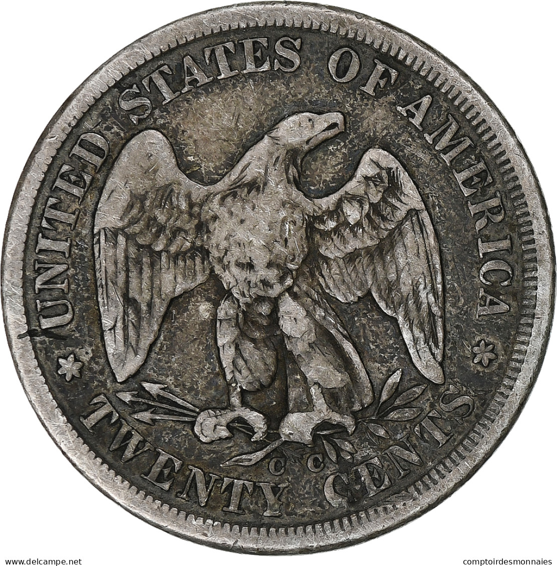 États-Unis, 20 Cents, Seated Liberty, 1875, Carson City, Argent, B+ - 2, 3 & 20 Cents