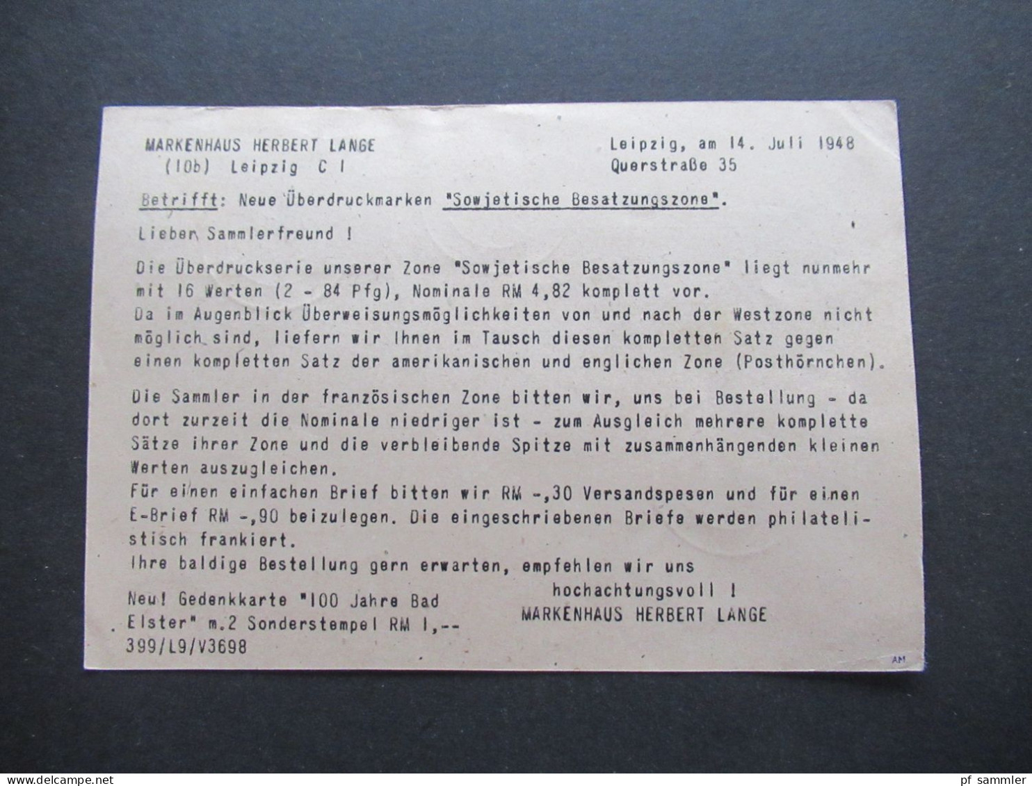 16.7.1948 ZF Kontrollrat GA + Ziffer ZuF Verwendet In Der SBZ Leipzig C1 - Menden / PK Markenhaus Herbert Lange - Storia Postale