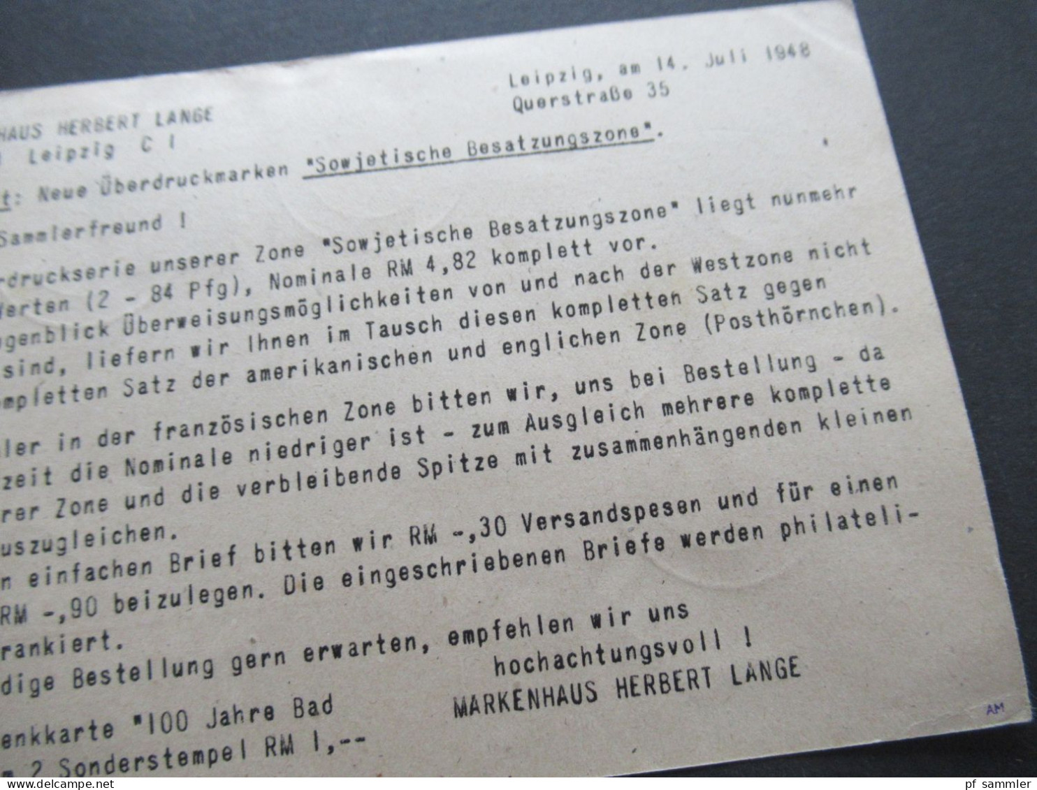 16.7.1948 ZF Kontrollrat GA + Ziffer ZuF Verwendet In Der SBZ Leipzig C1 - Menden / PK Markenhaus Herbert Lange - Lettres & Documents