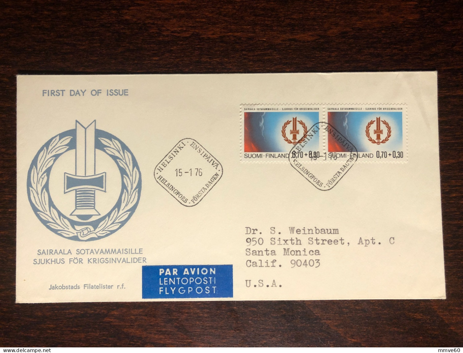 FINLAND FDC COVER 1976 YEAR  HOSPITAL FOR DISABLED HEALTH MEDICINE STAMPS - Covers & Documents